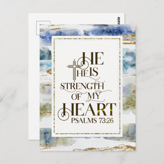 Psalm 73:26 Hij is de Sterkte van mijn hart Briefkaart (Voorkant / Achterkant)