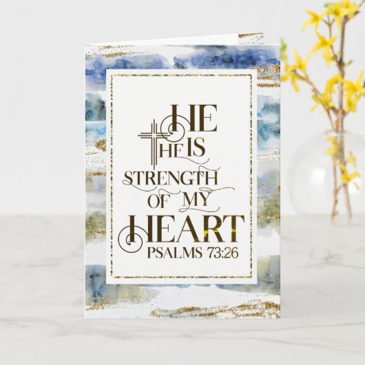 Psalm 73:26 Hij is de Sterkte van mijn hart Kaart (Gele Bloem)