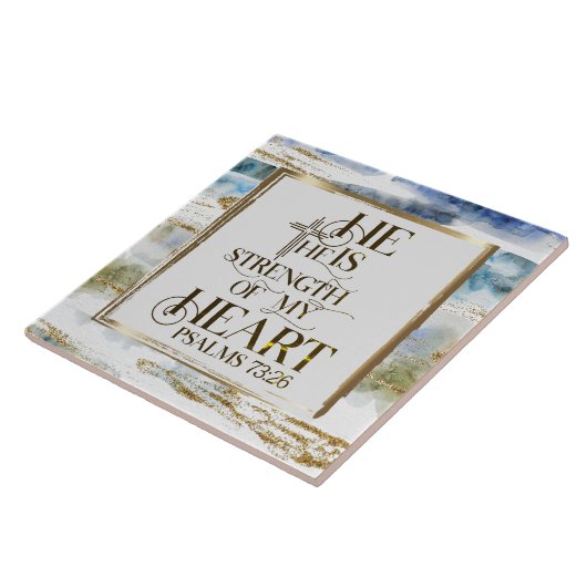 Psalm 73:26 Hij is de Sterkte van mijn hart Tegeltje (Zijkant)