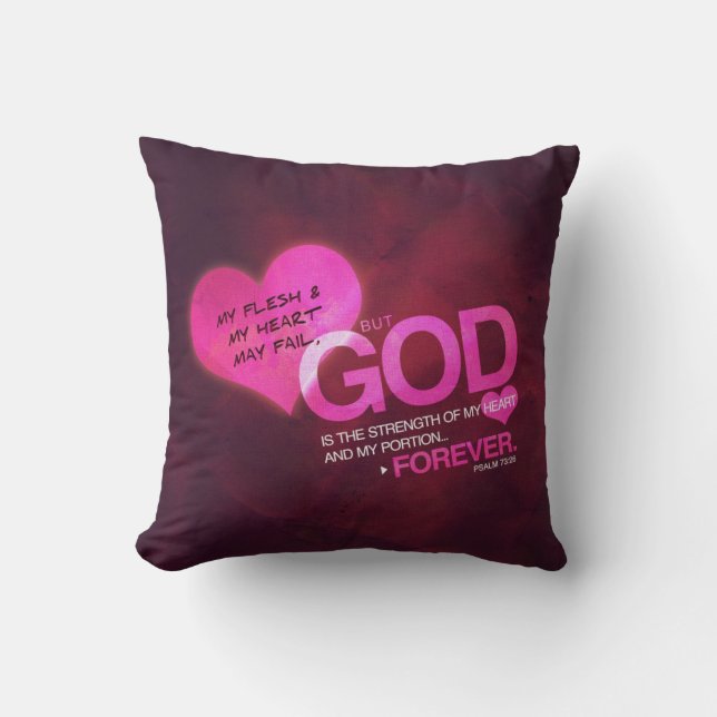 Psalm 73:26 - Roze Pillow Kussen (Voorkant)