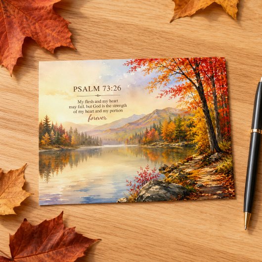 Psalm 73:26 Schrift Herfst Berg Meer Briefkaart