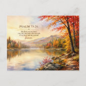 Psalm 73:26 Schrift Herfst Berg Meer Briefkaart (Voorkant)
