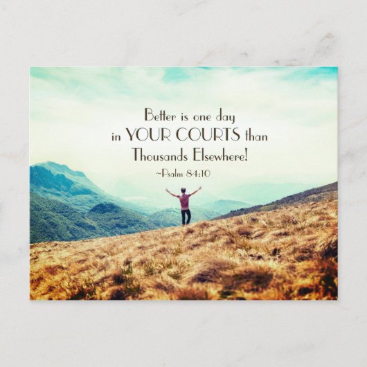 Psalm 84:10 beter is één dag in uw Bijbel van de R Briefkaart (Voorkant)
