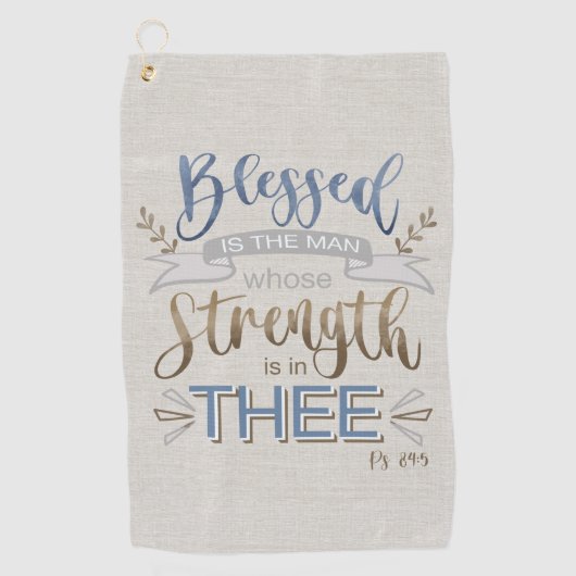 Psalm 84:5 - Gezegeld is het Man Golfhanddoek (Voorkant)
