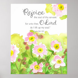 Psalm 86 Schriftuur Bijbelvers Roze Bloemen Poster