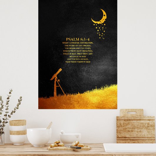 Psalm 8:3-4 Bijbelversie Poster (Keuken)