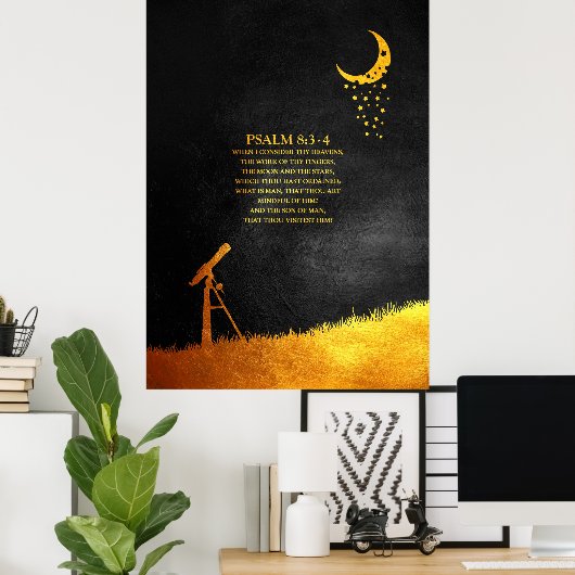 Psalm 8:3-4 Bijbelversie Poster (Thuiskantoor)