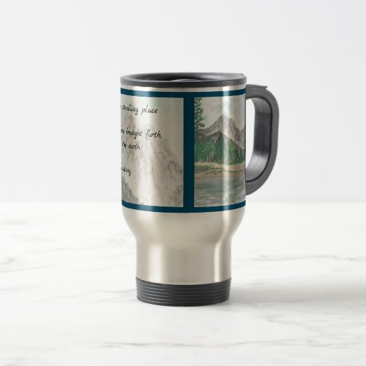 Psalm 90 Waterverf Mountain Travel Mug Reisbeker (Voorkant rechts)