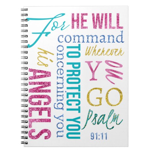 Psalm 91:11 Angel Scripture Prayer Journal Sermon Notitieboek (Voorkant)