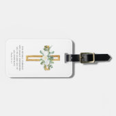 Psalm 91:11 Bijbel Verse White Peony Floral Cross Bagagelabel (Voorkant horizontaal)