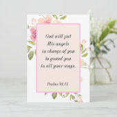 Psalm 91:11 Bijbelvers over Bescherming Kaart (Staand voorkant)