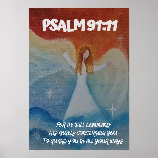 Psalm 91:11 Hij zal zijn Angels leiden Poster (Voorkant)