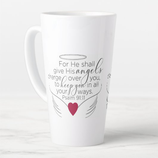 Psalm 91:11 - Nieuwe King James versie - Koffie Mo Latte Mok (Linkerhoek)