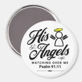 Psalm 91:11 Zijn engelen kijken over mij - Rond Magneet (Voorkant / Achterkant)
