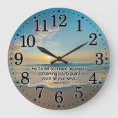 Psalm 91:11 Zijn engelen zullen u bijbelvers bewak Grote Klok (Voorkant)