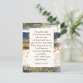 Psalm 91:14-15 De Heer zegt dat Ik de Bijbel zal r Briefkaart (Staand voorkant)