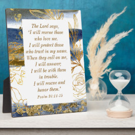 Psalm 91:14-15 De Heer zegt dat Ik de Bijbel zal r Fotoplaat