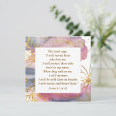 Psalm 91:14-15: Ik zal de Kaart van de Bijbel redd (Staand voorkant)