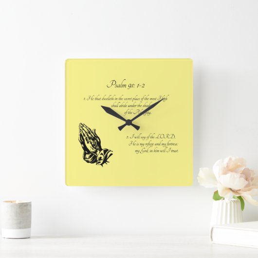 Psalm 91:1-2 Geel Vierkante Klok (Huis)