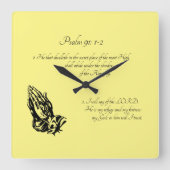 Psalm 91:1-2 Geel Vierkante Klok (Voorkant)