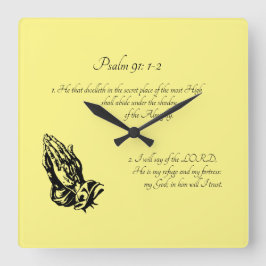 Psalm 91:1-2 Geel Vierkante Klok