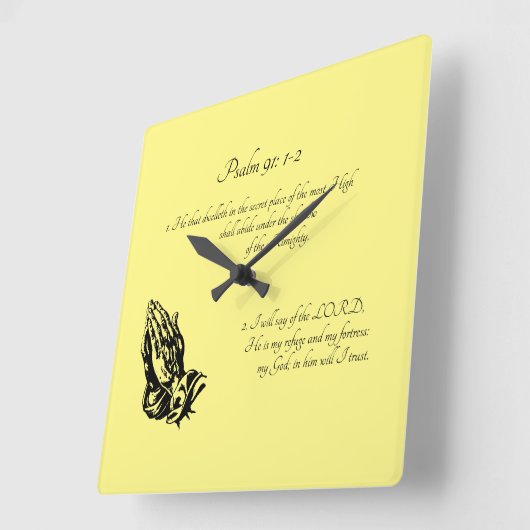 Psalm 91:1-2 Geel Vierkante Klok (Hoek)