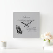 psalm 91:1-2 grijs vierkante klok (Huis)