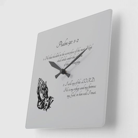 psalm 91:1-2 grijs vierkante klok (Hoek)