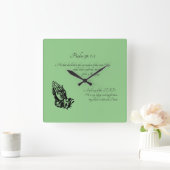 Psalm 91:1-2 groen vierkante klok (Huis)