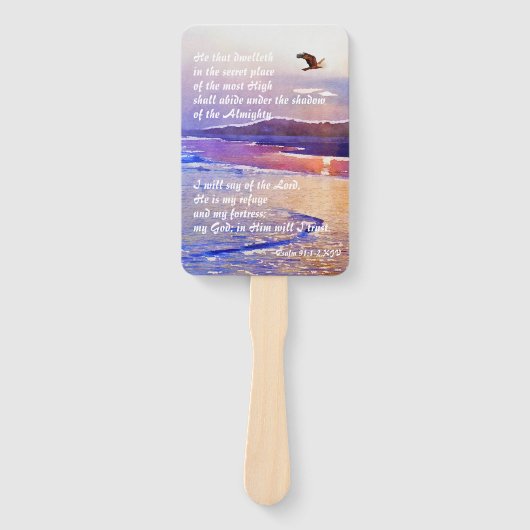 Psalm 91:1-2 Hij die in de geheime plaats dwelleth Handwaaier (Voorkant)