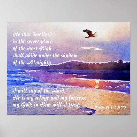 Psalm 91:1-2 Hij die in de geheime plaats dwelleth Poster (Voorkant)