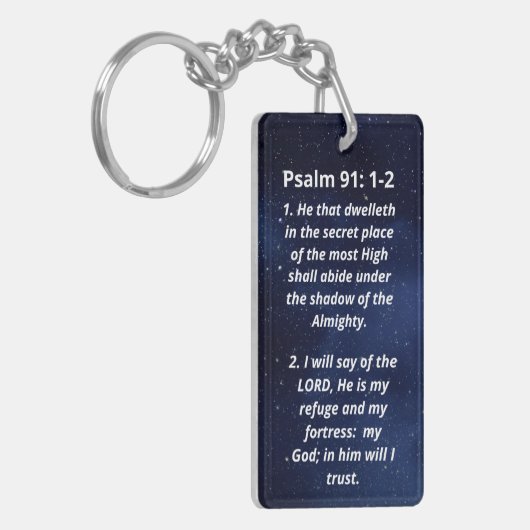Psalm 91:1-2 Night Sky Sleutelhanger (Voorkant Links)