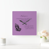 Psalm 91:1-2 Paars Vierkante Klok (Huis)