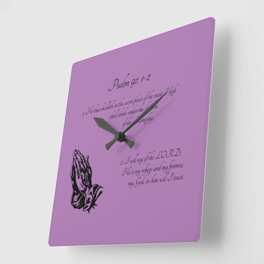 Psalm 91:1-2 Paars Vierkante Klok (Hoek)