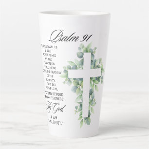 Psalm 91:1-2 Religieus Kruis Groene Decoratie Bijb Latte Mok