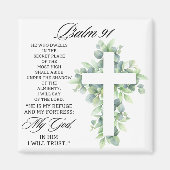 Psalm 91:1-2 Religious Cross Greenery Bible Verse Magneet (Voorkant)