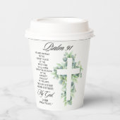 Psalm 91:1-2 Religious Cross Greenery Bible Verse Papieren Bekers (Voorkant)