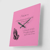 Psalm 91:1-2 Roze Vierkante Klok (Hoek)