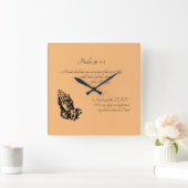 Psalm 91:1-2 Sinaasappel Vierkante Klok (Huis)