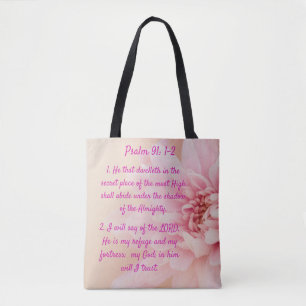 psalm 91:1-2 tote bag