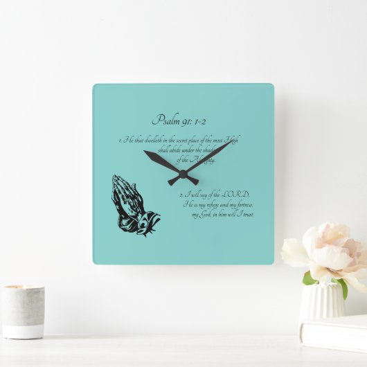 psalm 91:1-2 vierkante klok (Huis)