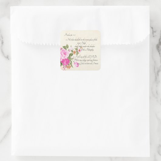 psalm 91:1-2 vierkante sticker (Tas)