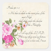 psalm 91:1-2 vierkante sticker (Voorkant)