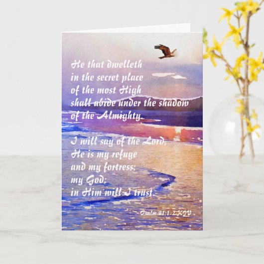 Psalm 91:1-2 Wie in de verborgen plaats woont Kaart (Gele Bloem)