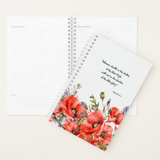 Psalm 91:1 Bijbelse Waterverf Wisdom Poppies Art Planner (Display)