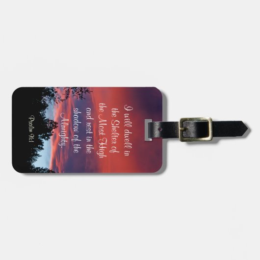 Psalm 91:1 Dwell in de Geheime Plaats, Douane Bagagelabel (Voorkant horizontaal)