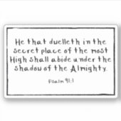 Psalm 91:1 Rechthoek, vinylStickers met aangepaste Sticker (Voorkant)