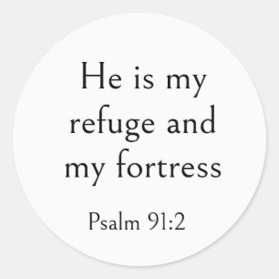 Psalm 91:2 Bijbelvers, Schrift voor Bescherming, Ronde Sticker