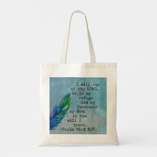 Psalm 91:2 Bijbelvers Tote Bag (Achterkant)