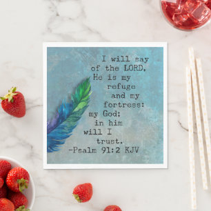 Psalm 91:2 KJV Bijbeltekst Papieren servetten